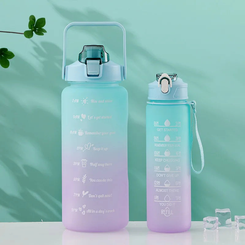 Water Bottle Motivational Drinking Bottle Sports Water Bottle with Time Marker Portable Reusable Plastic Cups Outdoor Travel Gym